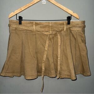 NWT American Eagle Mini Skort Khaki Belted Pleated Mid Rise Size 14 32 Waist Y2K